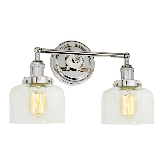 JVI Designs Soho Shyra Polished Nickel 2-Light Wall Sconce With Bell-Shaped Clear Glass Shade
