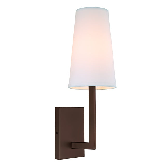 JVI Designs Sullivan Oil Rubbed Bronze 1-Light Wall Sconce With Coned-Shaped White Fabric Shade