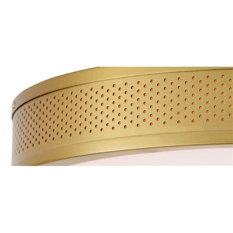 JVI Designs Surrey Satin Brass 3-Light Round Mesh Frame Flush Ceiling Mount With Frosted Glass Shade
