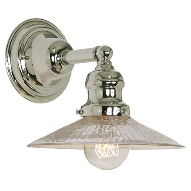JVI Designs Union Square Ashbury Polished Nickel 1-Light Wall Sconce With Cone-Shaped Mercury Glass Shade