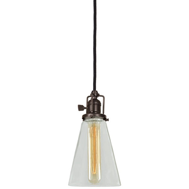 JVI Designs Union Square Barclay Oil Rubbed Bronze 1-Light Hanging Pendant Lighting With Cone-Shaped Clear Glass Shade
