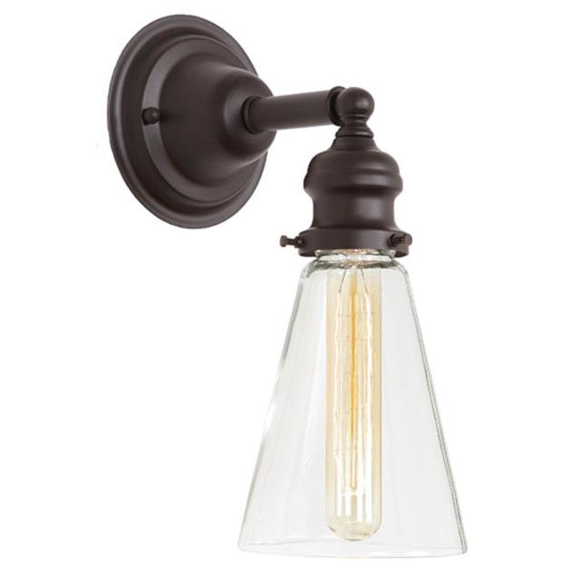 JVI Designs Union Square Barclay Oil Rubbed Bronze 1-Light Wall Sconce With Cone-Shaped Clear Glass Shade