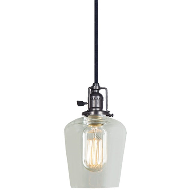 JVI Designs Union Square Gun Metal 1-Light Hanging Pendant Lighting With Bell-Shaped Clear Glass Shade
