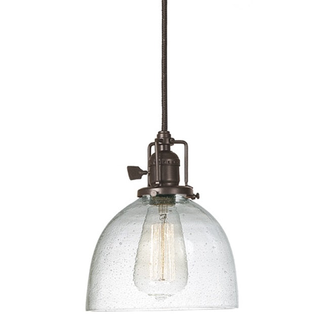 JVI Designs Union Square Madison Oil Rubbed Bronze 1-Light Hanging Pendant Lighting With Bell-Shaped Seedy Glass Shade