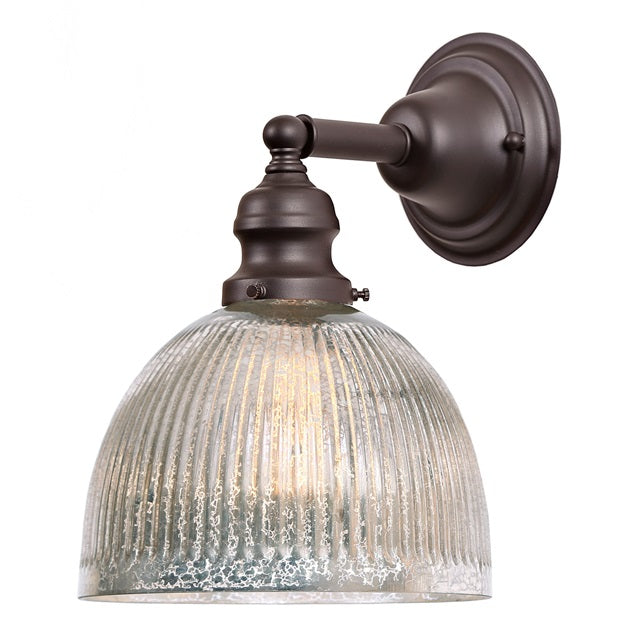 JVI Designs Union Square Madison Oil Rubbed Bronze 1-Light Wall Sconce With Bell-Shaped Mercury Glass Shade