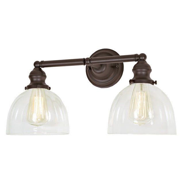 JVI Designs Union Square Madison Oil Rubbed Bronze 2-Light Industrial Wall Sconce With Bell-Shaped Glass Shade