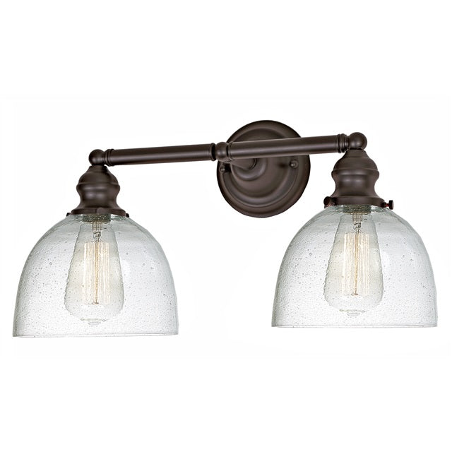 JVI Designs Union Square Madison Oil Rubbed Bronze 2-Light Industrial Wall Sconce With Bell-Shaped Seedy Glass Shade