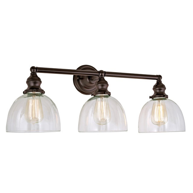 JVI Designs Union Square Madison Oil Rubbed Bronze 3-Light Wall Sconce With Bell-Shaped Clear Glass Shade