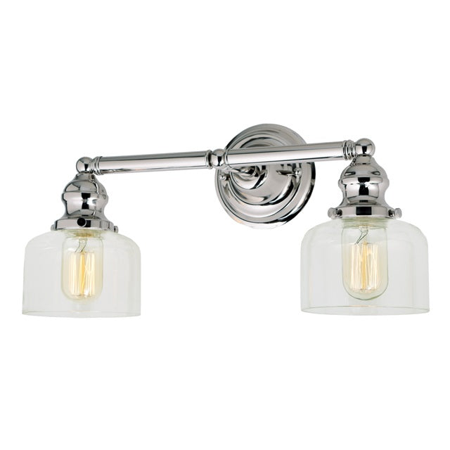 JVI Designs Union Square Shyra Polished Nickel 2-Light Industrial Wall Sconce With Bell-Shaped Glass Shade