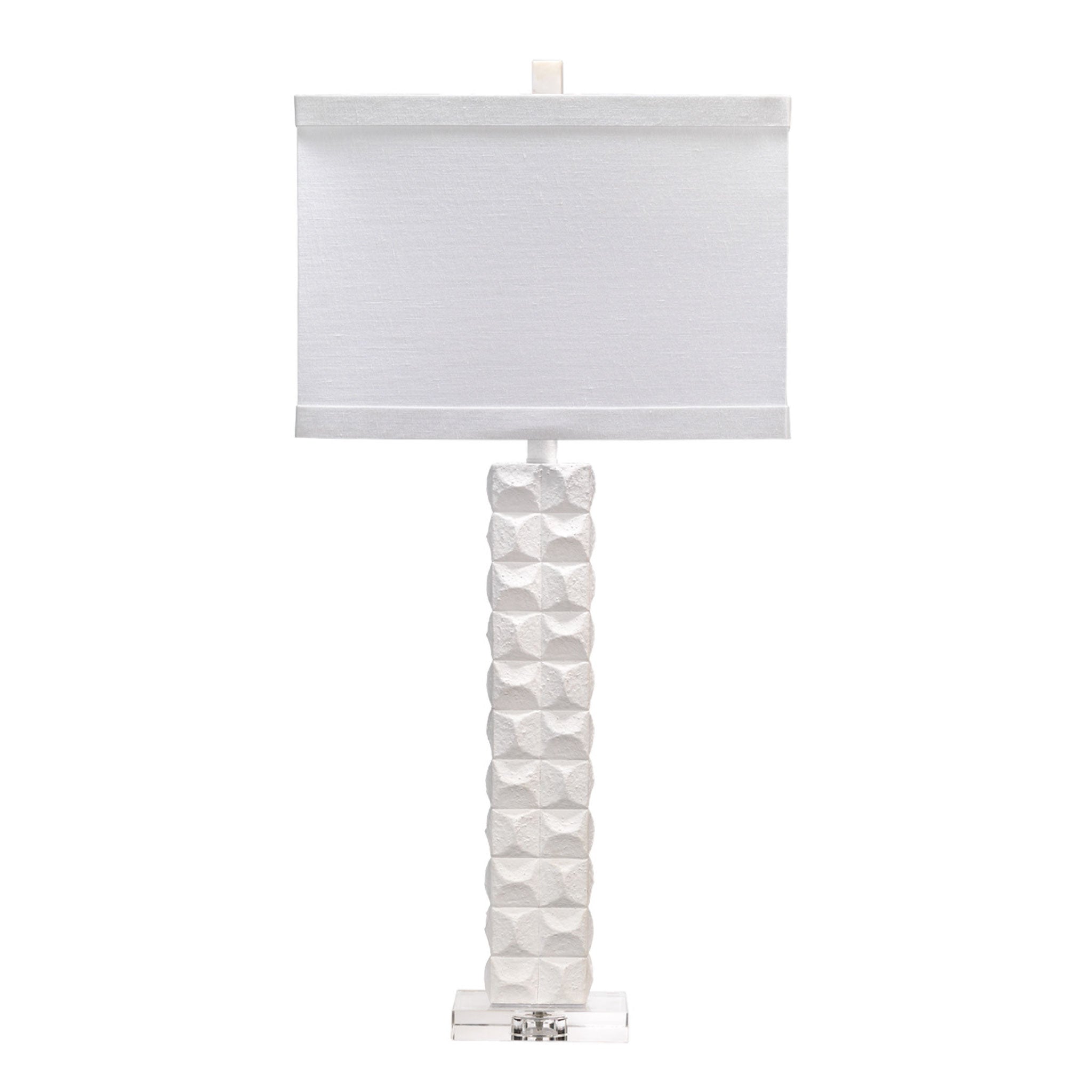 Jamie Young Astor 16" x 32" Matte White Resin Table Lamp With Rectangl ...