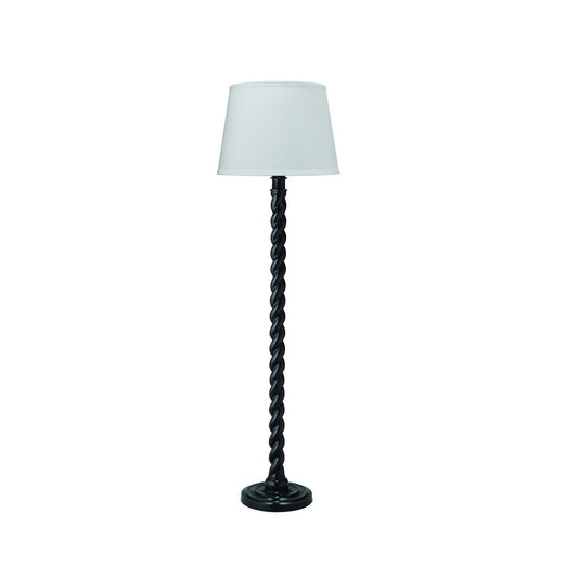 Jamie Young Barley 18" x 65" Twist Black Floor Lamp With White Linen Shade