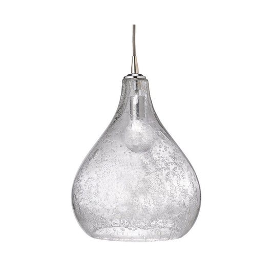Jamie Young Curved 13" 1-Light Handblown Clear Seeded Glass Pendant Light