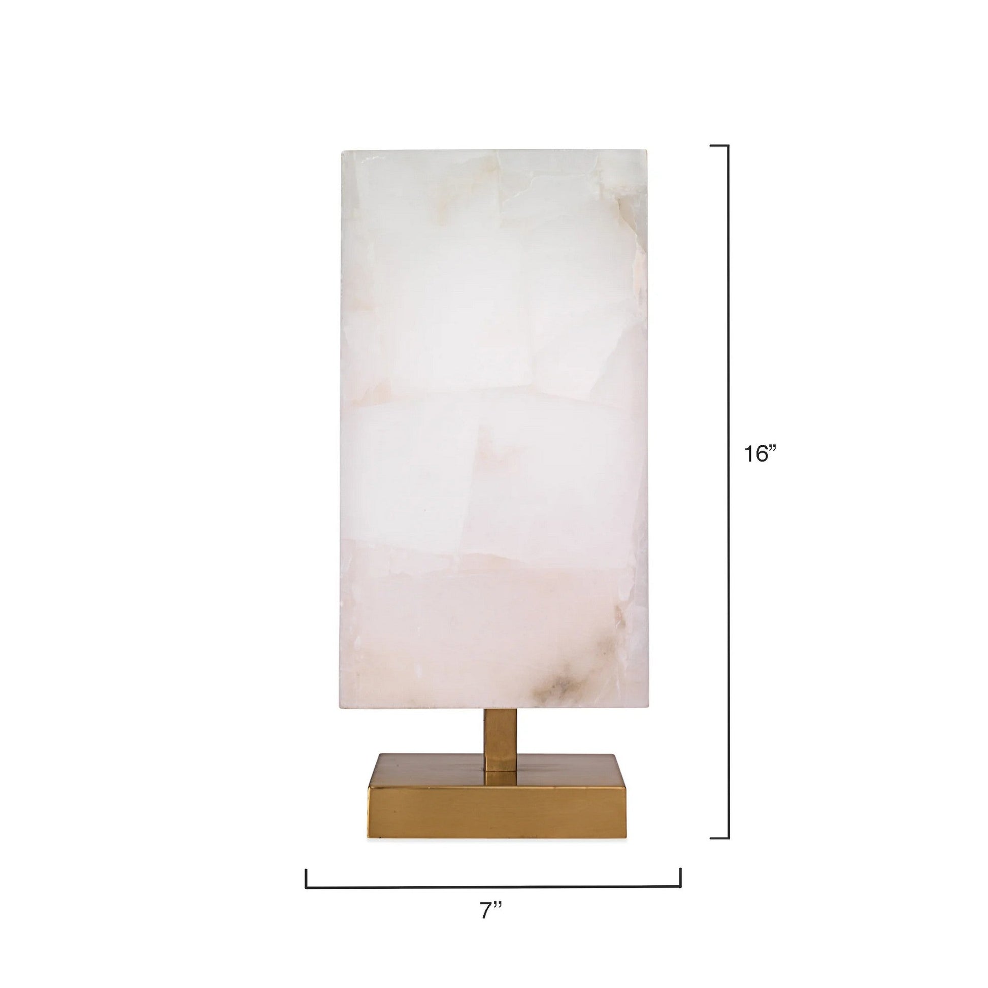 Jamie Young Ghost 7" x 16" 1-Light Square Antique Brass Table Lamp With White Alabaster Shade