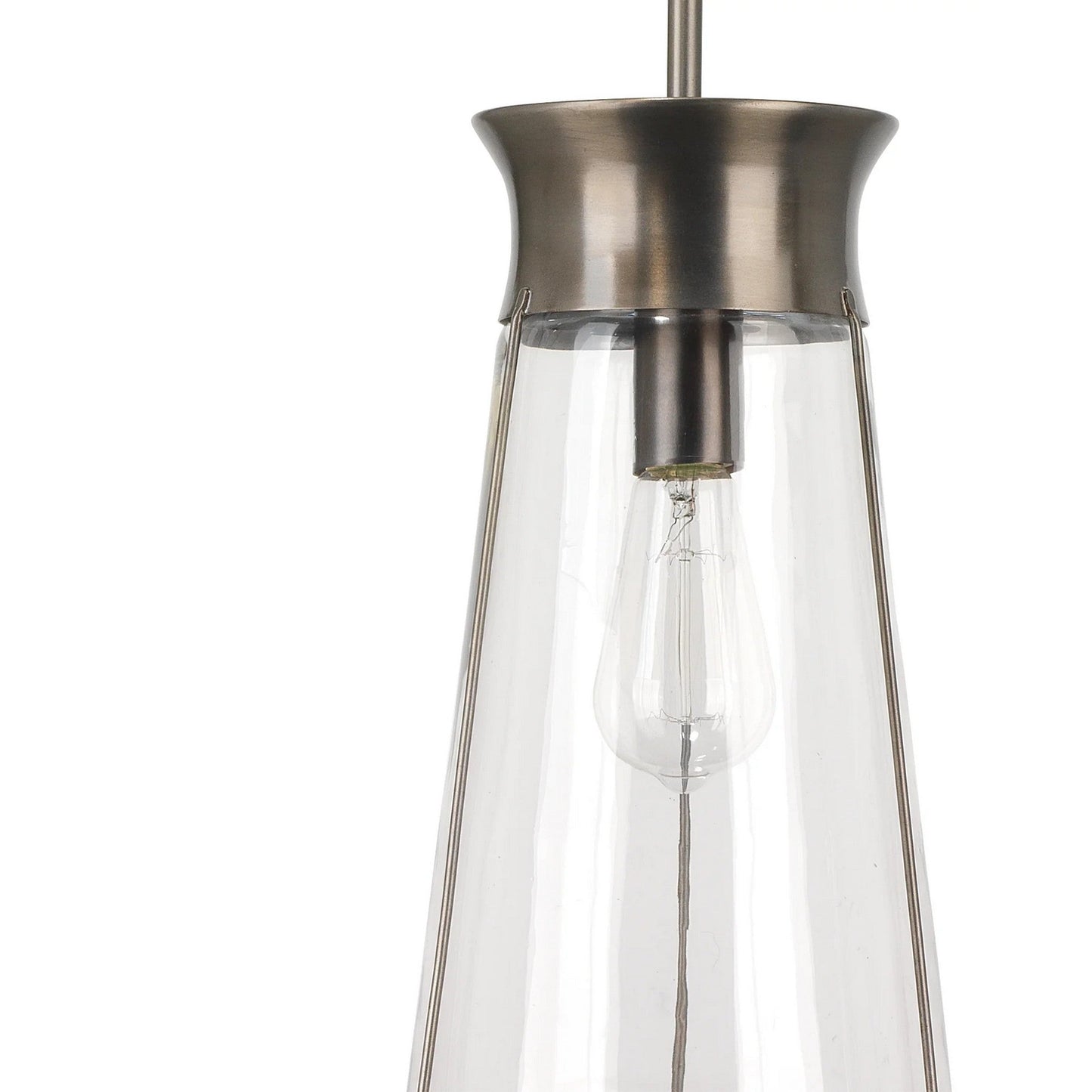 Jamie Young Nara 8" 1-Light Gun Metal Pendant Light With Clear Glass Tapered Shade