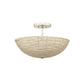 Jamie Young Tsunami 24" 3-Light Natural Wood Semi-Flush Mount Light With Handcrafted Beaded Shade