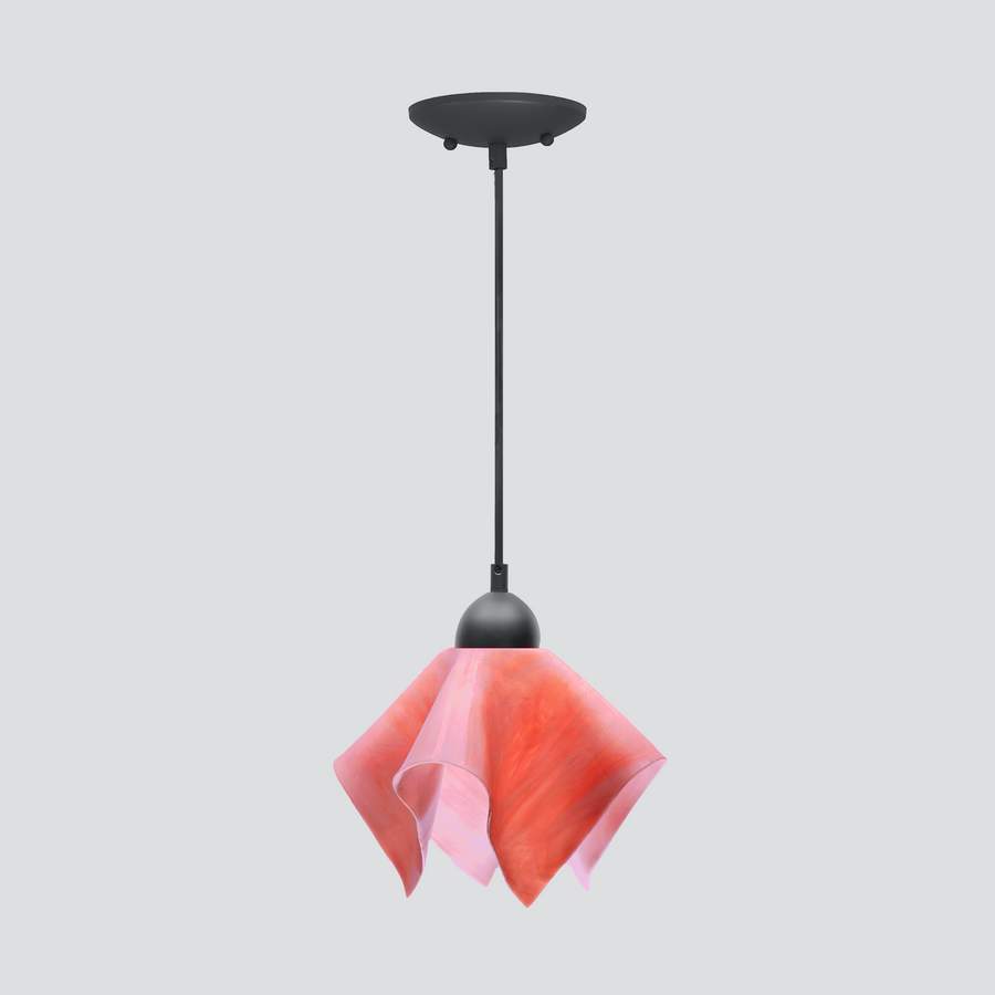 Jezebel Gallery Flame Signature 9" x 7" Small Peony Pendant Light With Black Hardware