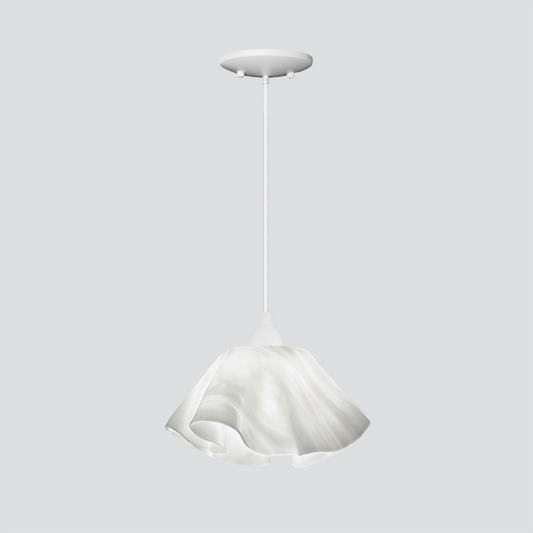 Jezebel Gallery Radiance 11" x 7" Large White Cloud Lily Pendant Light With White Hardware