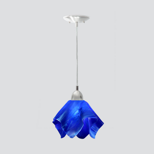 Jezebel Gallery Radiance 9" x 7" Small Cobalt Blue Flame Pendant Light With Nickel Hardware