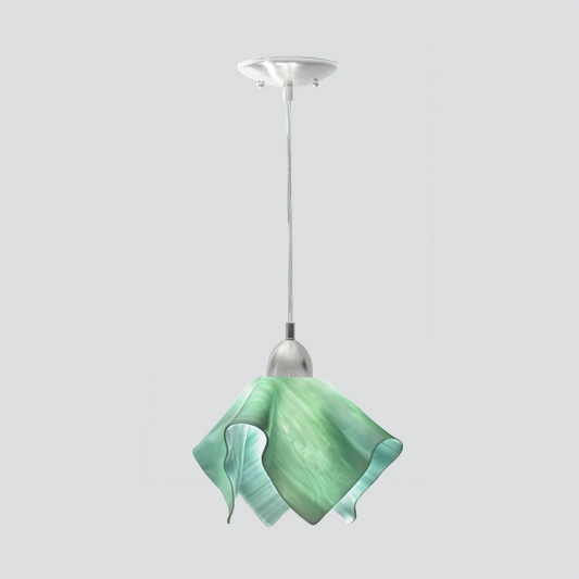 Jezebel Gallery Radiance 9" x 7" Small Seafoam Green Flame Pendant Light With Nickel Hardware