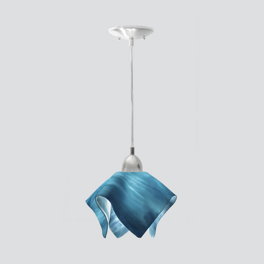 Jezebel Gallery Radiance 9" x 7" Small Sky Blue Flame Pendant Light With Nickel Hardware