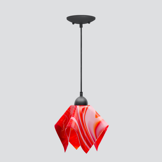 Jezebel Gallery Radiance 9" x 7" Small Strawberries and Cream Flame Pendant Light With Black Hardware