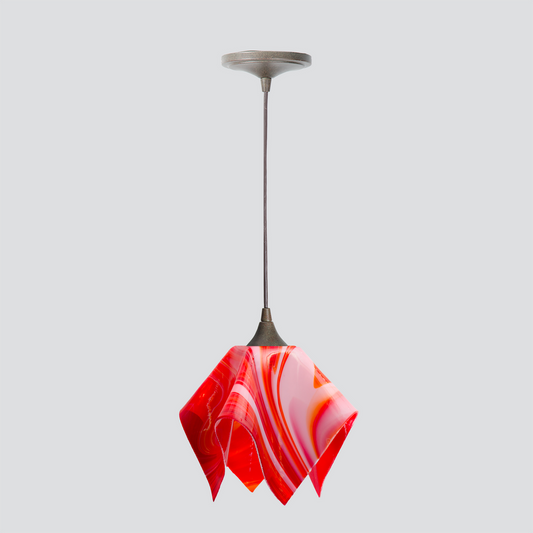 Jezebel Gallery Radiance 9" x 7" Small Strawberries and Cream Flame Pendant Light With Brown Hardware