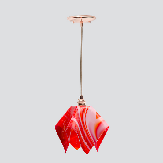 Jezebel Gallery Radiance 9" x 7" Small Strawberries and Cream Flame Pendant Light With Copper Hardware