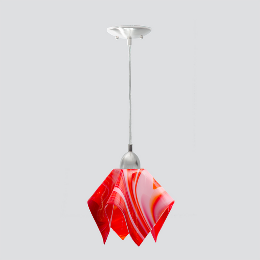 Jezebel Gallery Radiance 9" x 7" Small Strawberries and Cream Flame Pendant Light With Nickel Hardware
