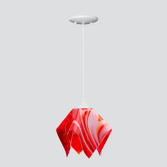 Jezebel Gallery Radiance 9" x 7" Small Strawberries and Cream Flame Pendant Light With White Hardware