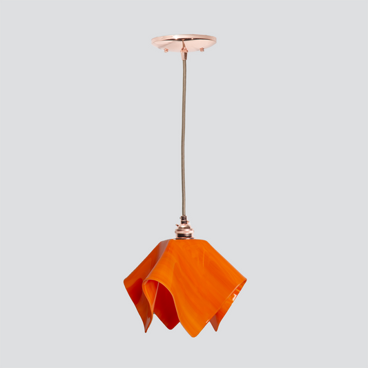 Jezebel Gallery Radiance 9" x 7" Small Tangerine Flame Pendant Light With Copper Hardware