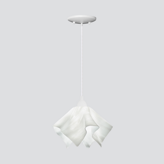 Jezebel Gallery Radiance 9" x 7" Small White Cloud Flame Pendant Light With White Hardware
