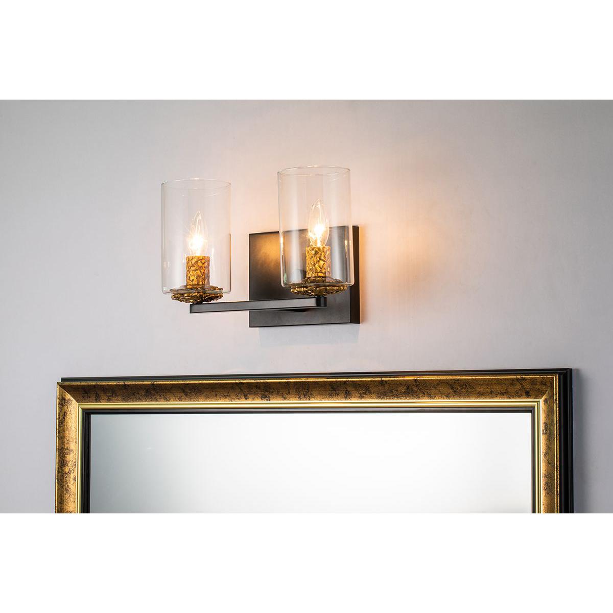 Lucas & McKearn Bolivar 2-Light Matte Black Candle Style Wall Light