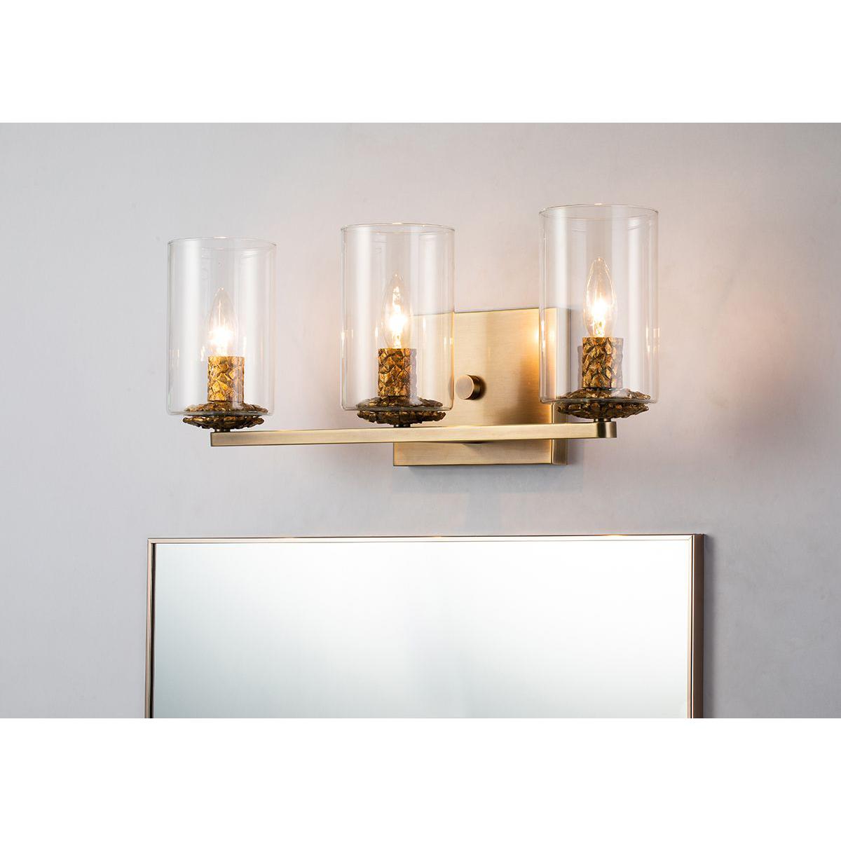 Lucas & McKearn Bolivar 3-Light Antique Brass Candle Style Wall Light