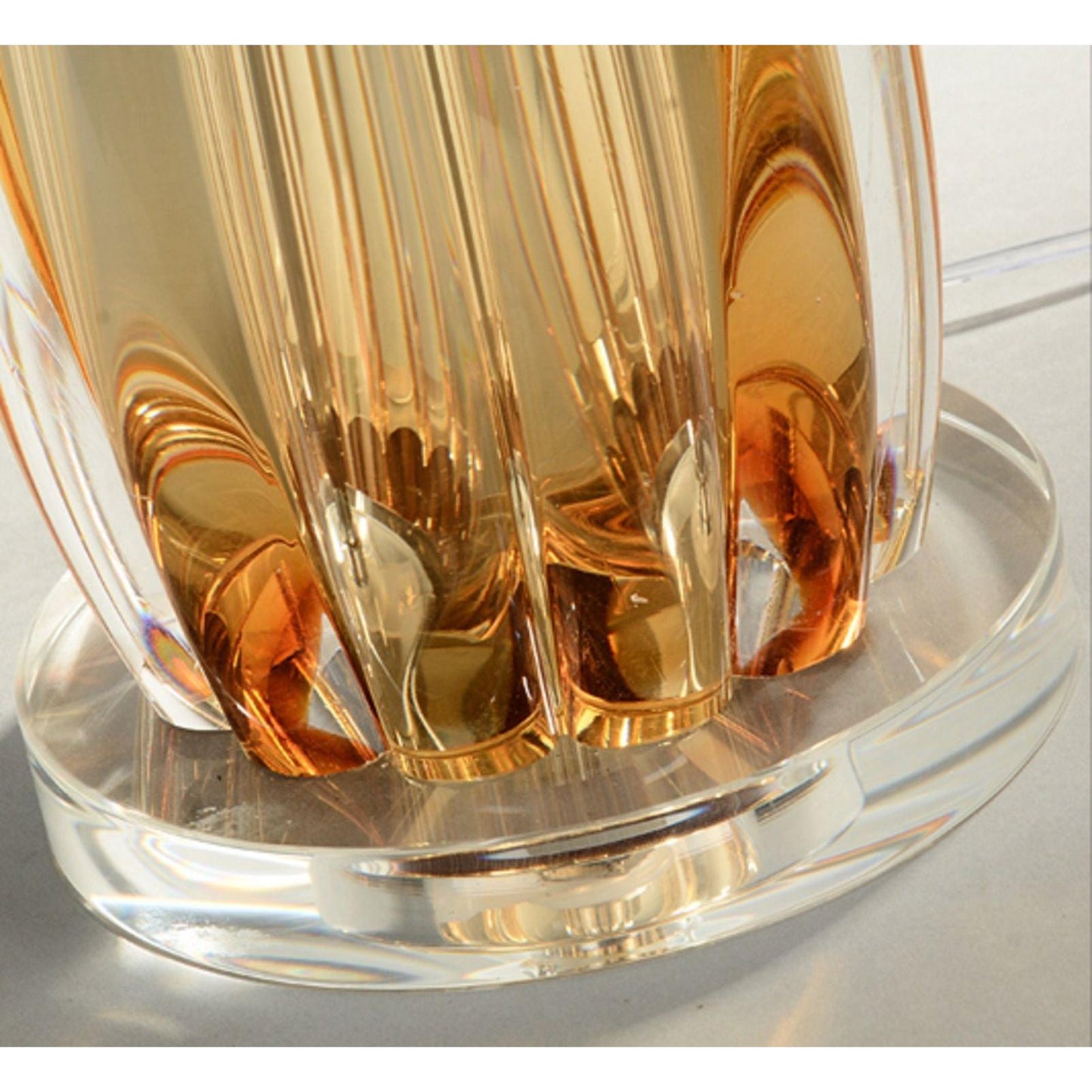 Lucas & McKearn Cognac 25" Clear Glass Amber Accent Table Lamp With White Drum-Shaped Shade and Crystal Round Base