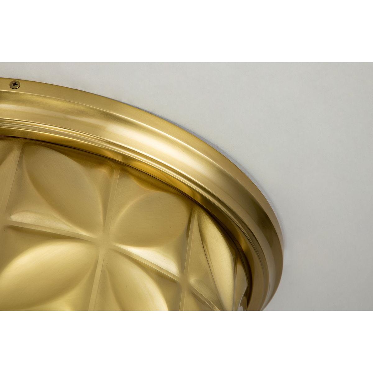 Lucas & McKearn Epsilon 18" Round Aged Brass Flush Mount Lighting With Creamy White Glass Shade