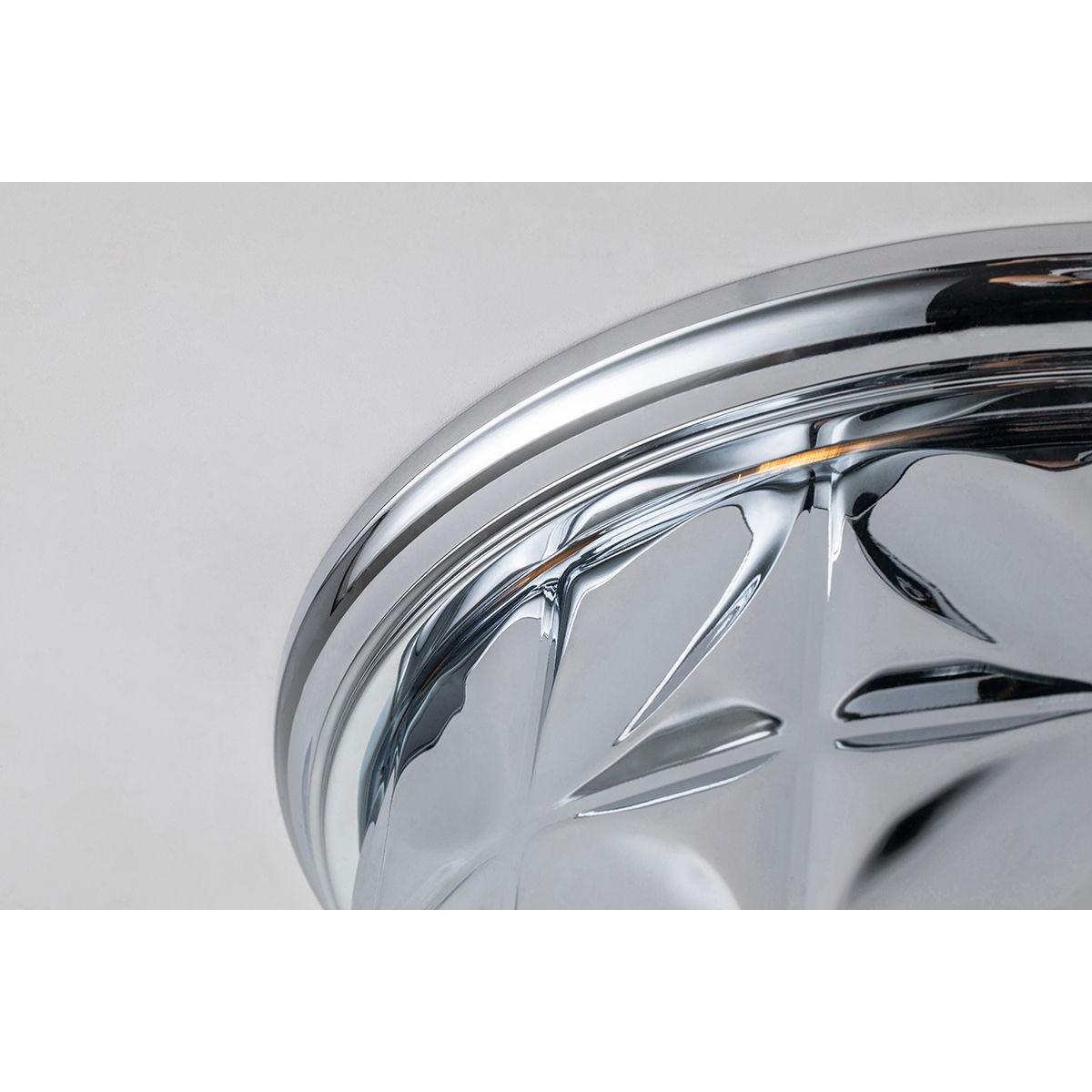 Lucas & McKearn Epsilon 18" Round Polished Chrome Flush Mount Lighting With Creamy White Glass Shade