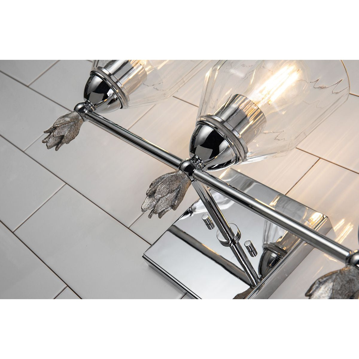 Lucas & McKearn Felice 3-Light Polished Chrome Wall Light With Flame-Shaped Silver Accents