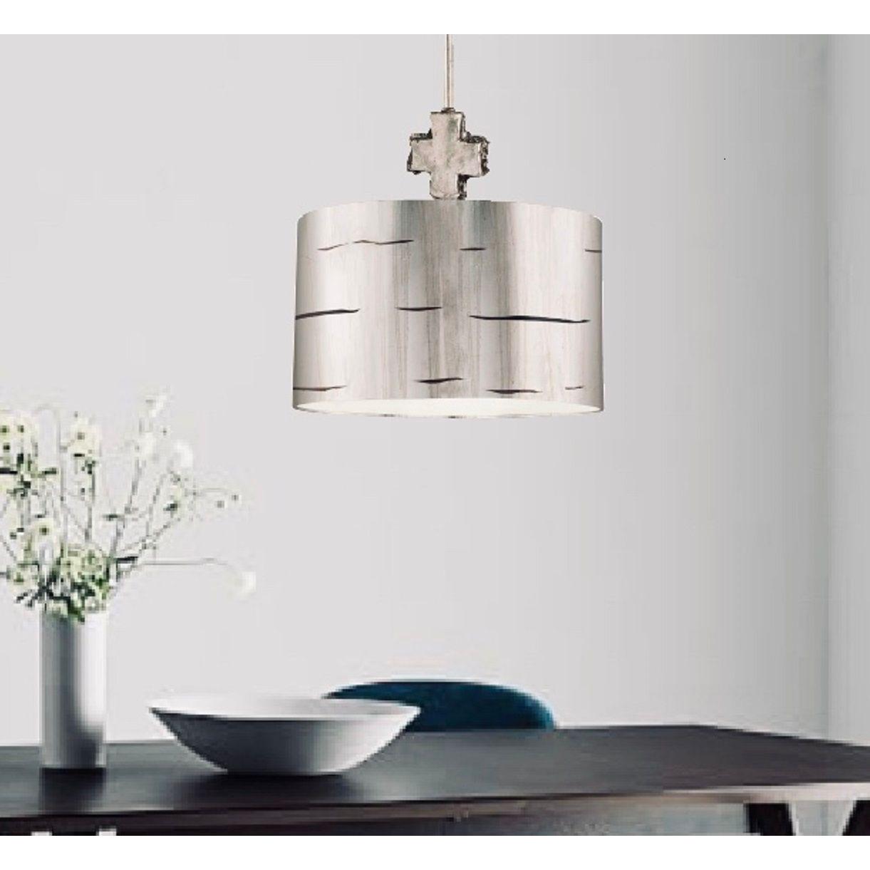 Lucas & McKearn Fragment 1-Light Silver Large Pendant With Drum Shade