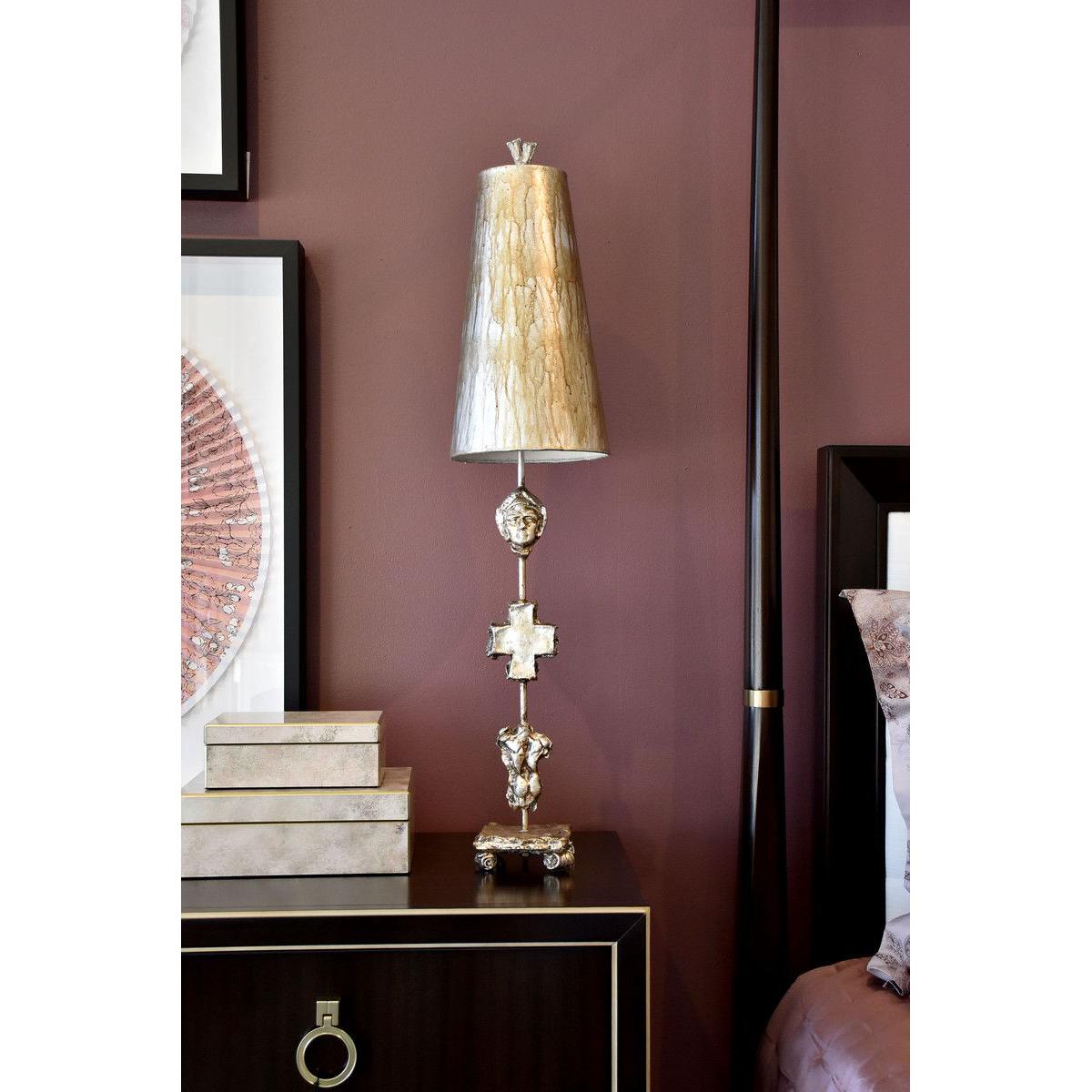 Lucas & McKearn Fragment 40" Silver Buffet Table Lamp With Coned-Shaped Shade