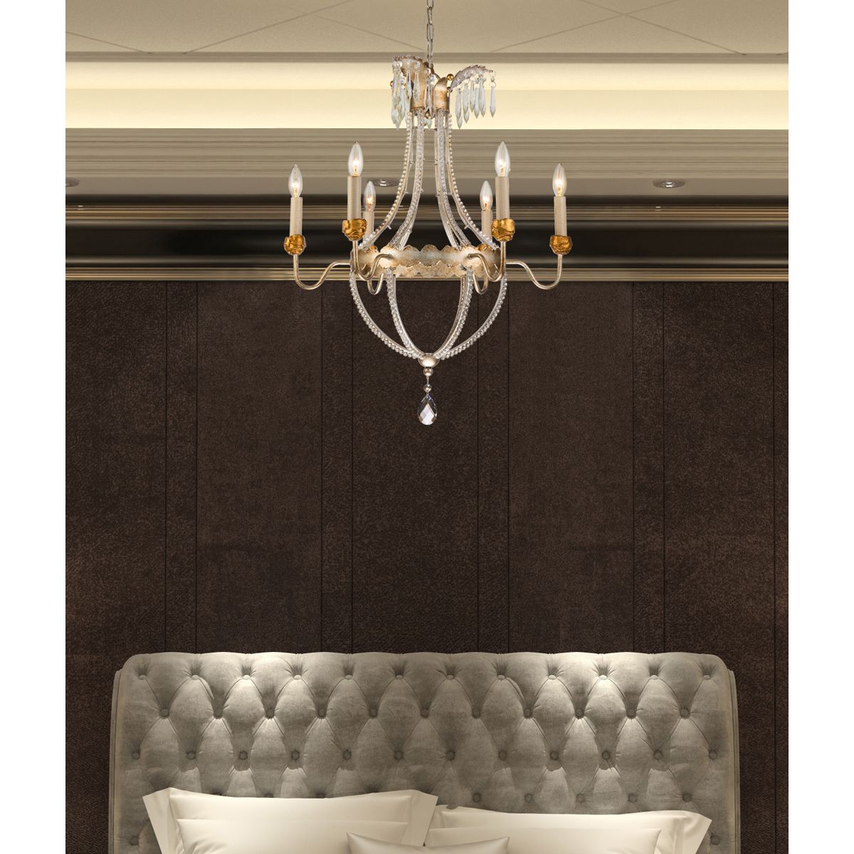 Lucas & McKearn Louis 6-Light Distressed Gold & Silver Chandelier