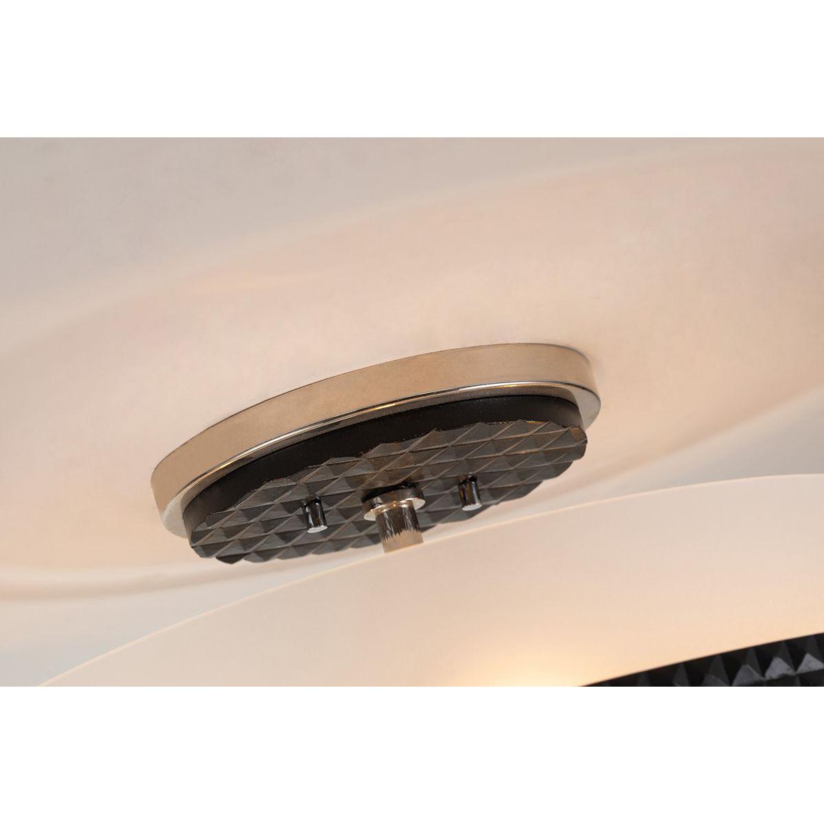 Lucas & McKearn Mazant 17" Black And Polished Chrome Flush Mount Lighting With Frosted Glass Half-Drum Shade