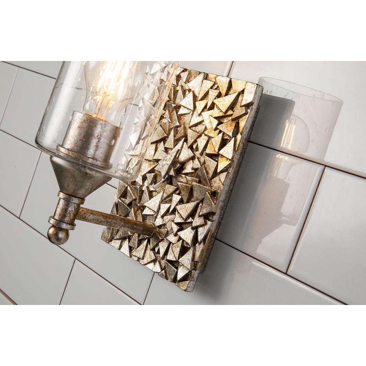 Lucas & McKearn Mosaic 1-Light Antique Silver Wall Light With Cylinder Glass Shade