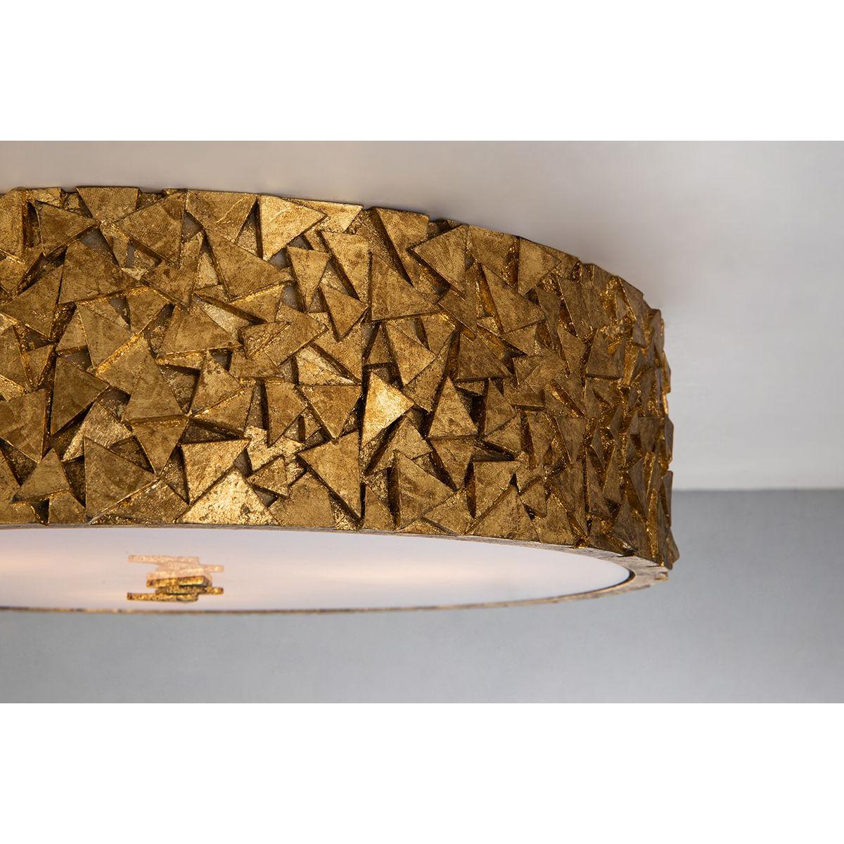 Lucas & McKearn Mosaic 16" Round Antique Gold Flush Mount Lighting With Sanded Glass Diffuser