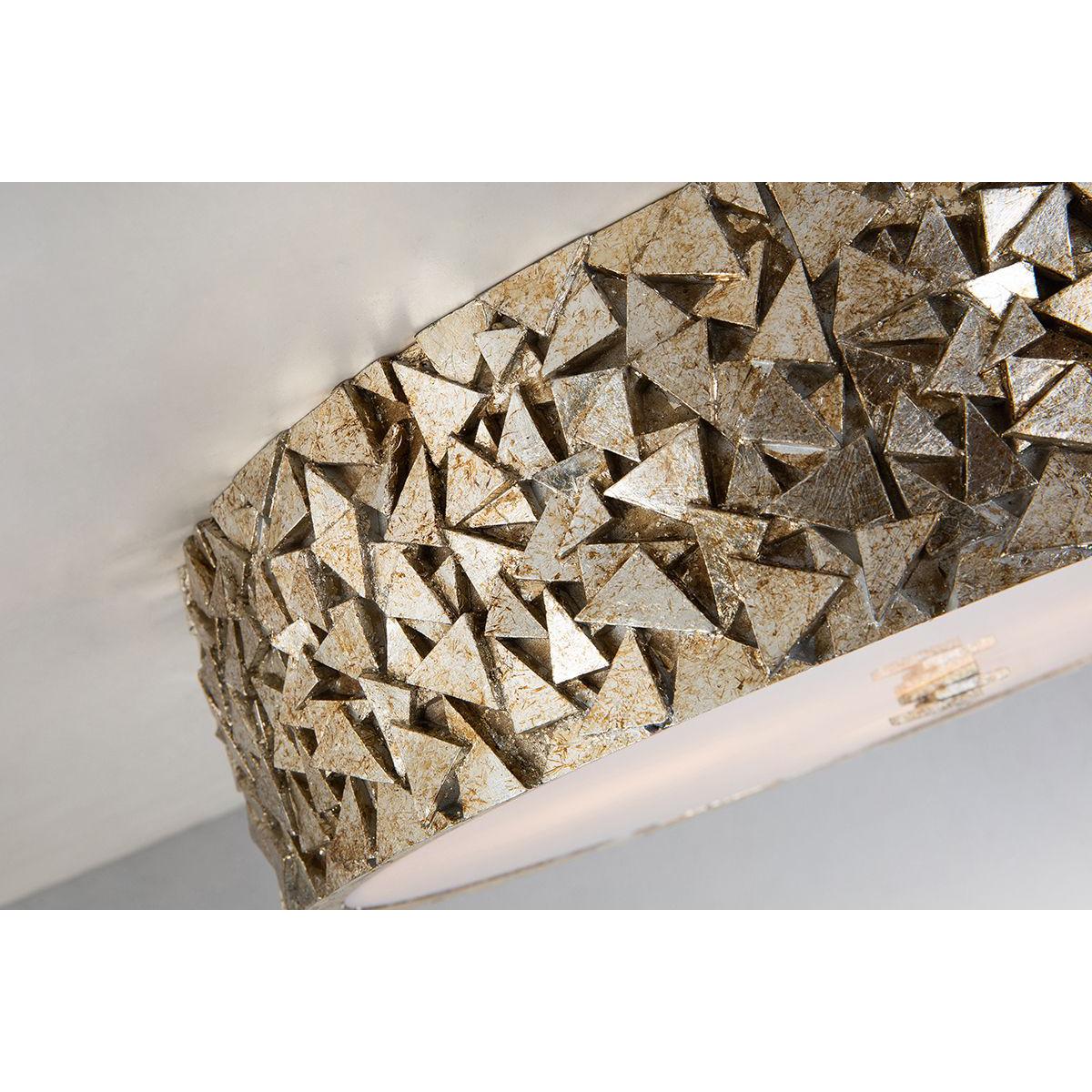 Lucas & McKearn Mosaic 16" Round Antique Silver Flush Mount Lighting With Sanded Glass Diffuser