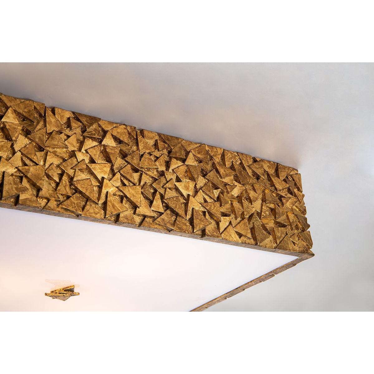 Lucas & McKearn Mosaic 16" Square Antique Gold Flush Mount Lighting With Sanded Glass Diffuser