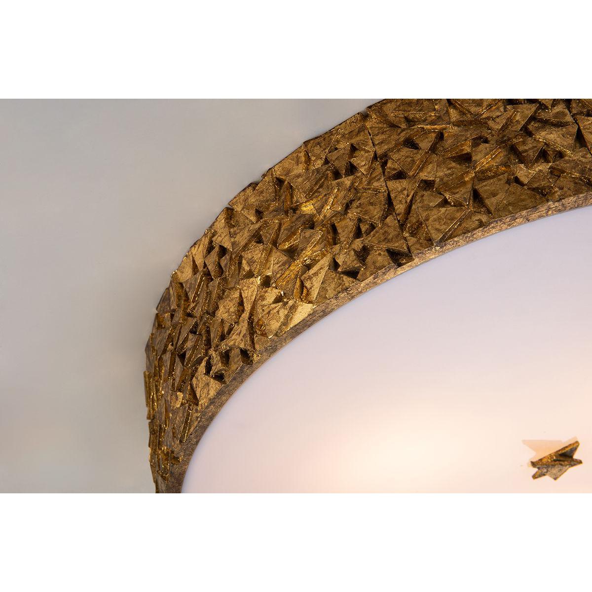 Lucas & McKearn Mosaic 20" Round Antique Gold Flush Mount Lighting With Sanded Glass Diffuser