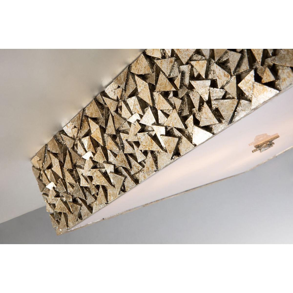 Lucas & McKearn Mosaic 20" Square Antique Silver Flush Mount Lighting With Sanded Glass Diffuser