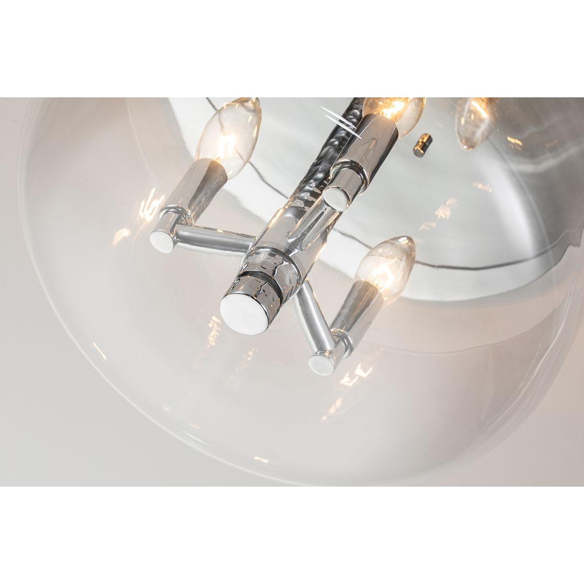 Lucas & McKearn Rampart 13" Round Polished Chrome Flush Mount Lighting With Clear Semi-Curved Glass Shade