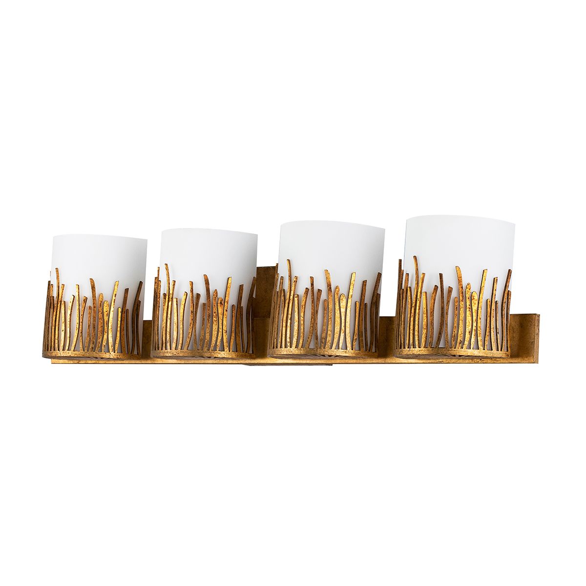 Lucas & McKearn Sawgrass 4-Light Antique Gold Leaf Bar Light With Opal Glass Shade