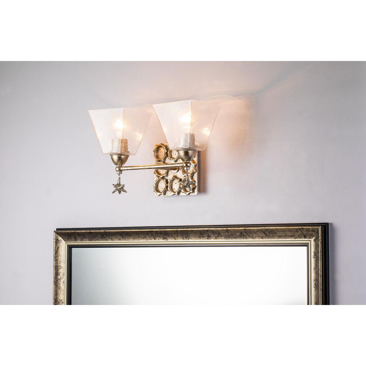 Lucas & McKearn Star 2-Light Silver Wall Light With Fanciful Dangling Decoration